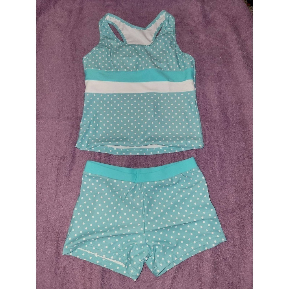 NWOT Girls bikini xxl teal polka dots